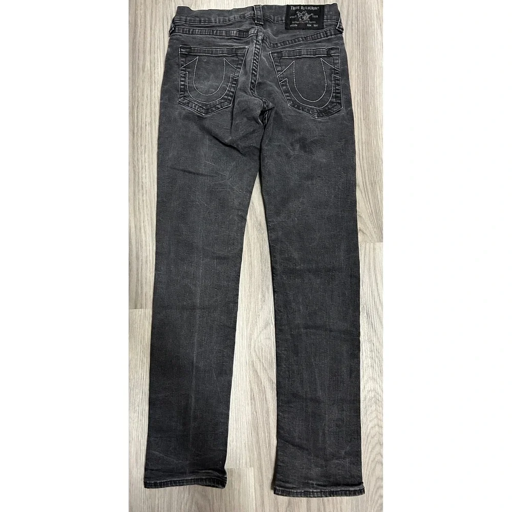True Religion Geno Relaxed‎ Slim Jeans Faded Black Mens Size 31 Horseshoe Stitch